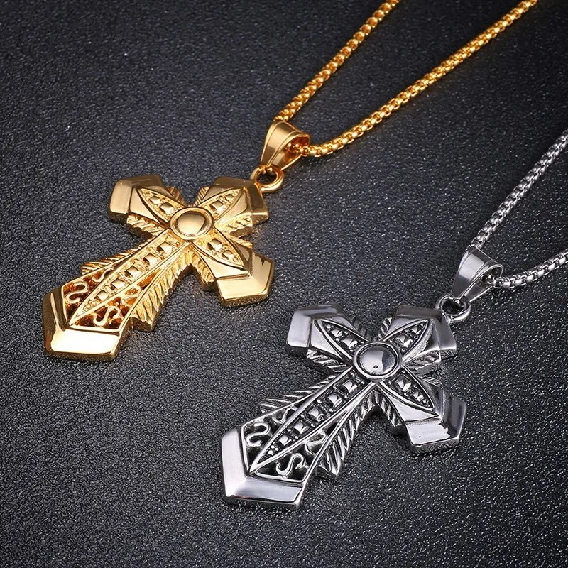 Ожерелье с подвеской-крестом для мужчин из нержавеющей стали | Украшения и