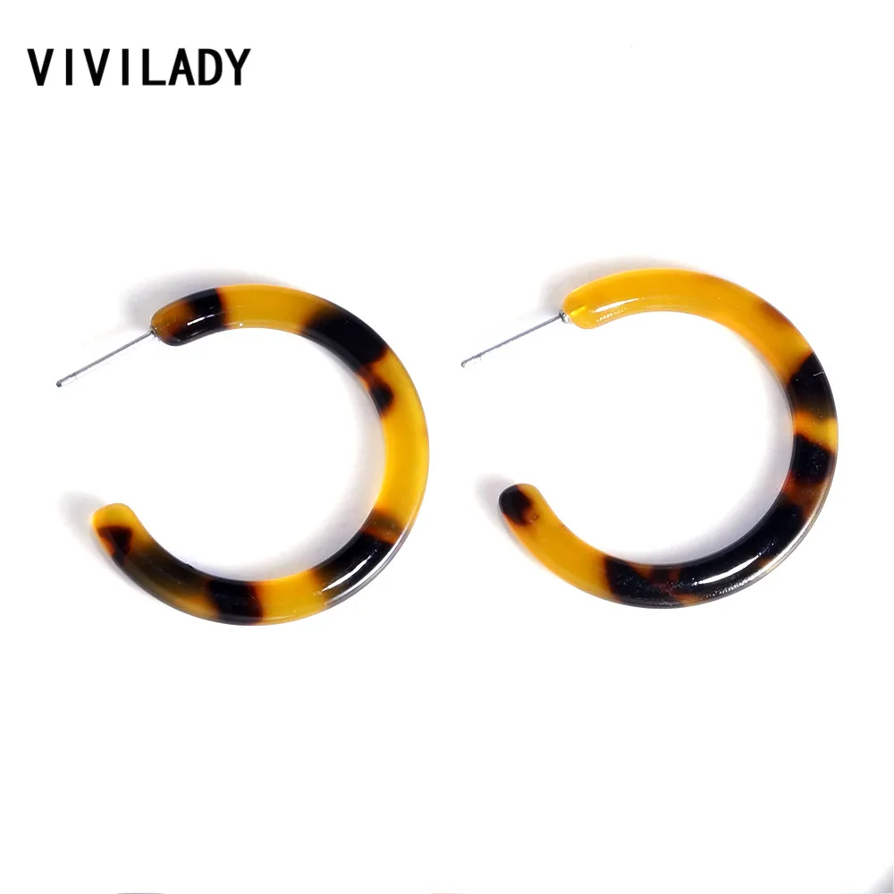 VIVILADY модные маленькие круглые акриловые серьги-кольца женские серьги из