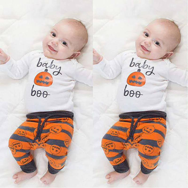 2019 new children baby Halloween costume newborn pumpkin set Hat 3 piece party Kids clothes boy girl outfit | Детская одежда и