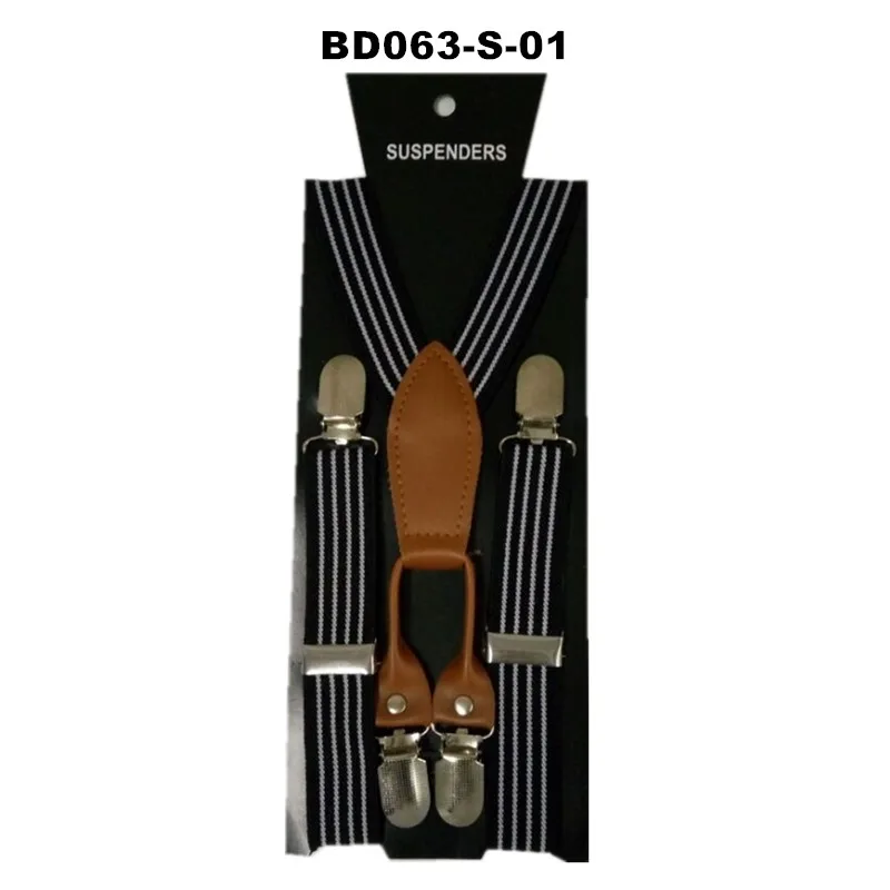 BD048-S, модные детские полосатые подтяжки, высококачественные кожаные подтяжки с 4 зажимами для детей 2-8 лет, рождественский подарок - Цвет: COLOR 1