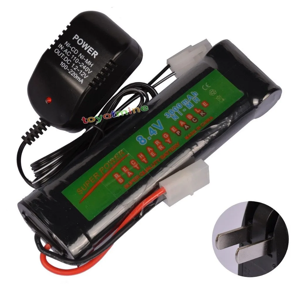 8.4V 3800mAh NiMH Rechargeable Battery Pack For RC Airsoft + Charger Best Price US/ EU/AU/UK Plug Adapter | Электроника