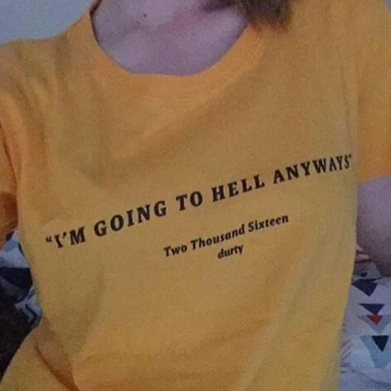 Женская хлопковая футболка с надписью I Going To Hell Anyways в стиле 90 х|Футболки| |