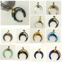 small shell crescent pendant bull cattle charm bead wire wrap charm pendant for jewelry accessories color reiki women jewelry