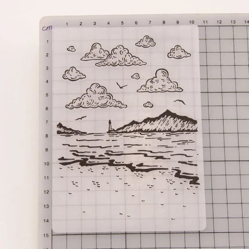 Морские облака птицы тиснение папка трафареты для DIY Скрапбукинг пластиковый