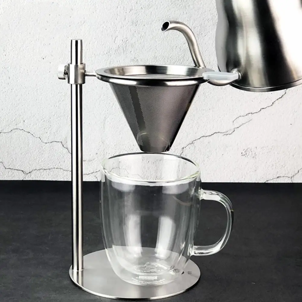 Stainless Steel Coffee Filter Set - Adjustable Ring Height Double Layer Without Paper Easy To Clean And Store | Дом и сад