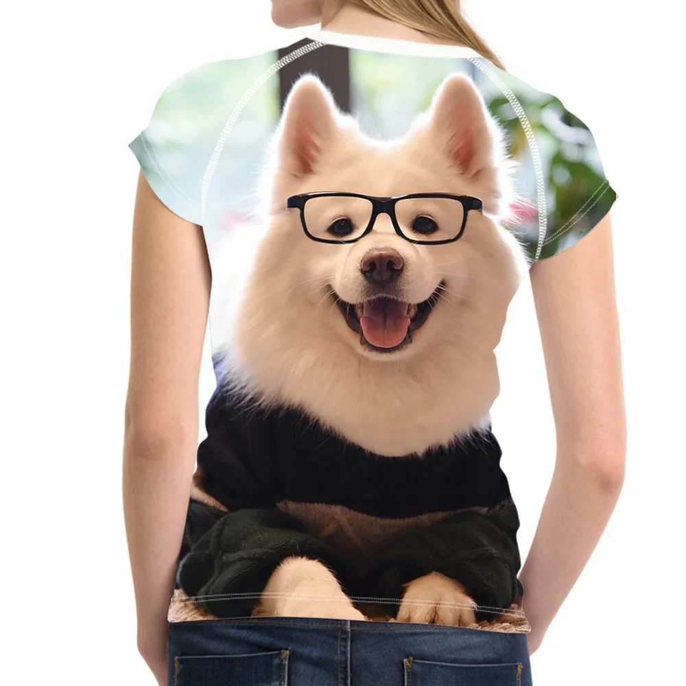 Noisydesigns Samoyed 3D Printed Female Short Sleeve T-shirts Cute Dog Design Women T Shirt Summer Tops Tees Camiseta Ceminina | Женская