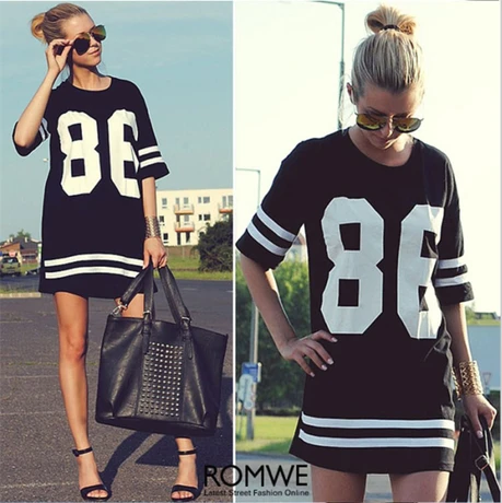 hot sale 2014 fashion cotton The navy wind long T-shirt number 86 printing young girl's clothing free shipping | Женская одежда