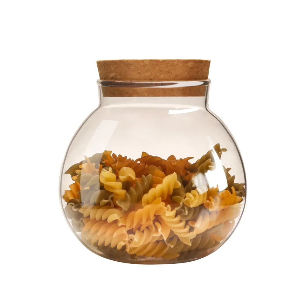 

Glass Storage Canister 350ML,High Borosilicate Glass Jar with Cork Stopper Tea Storage Canister Food Storage Canister