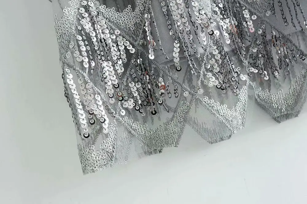 QZ901 Новая Европейская мода Sequines tassels Deco платье с короткими рукавами корейские шикарные платья из пайеток