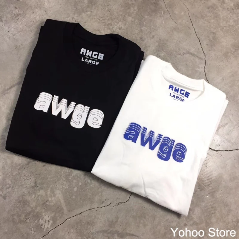 2018SS Новая коллекция Для мужчин футболка AWGE Oversize-футболка женщин 100% хлопок