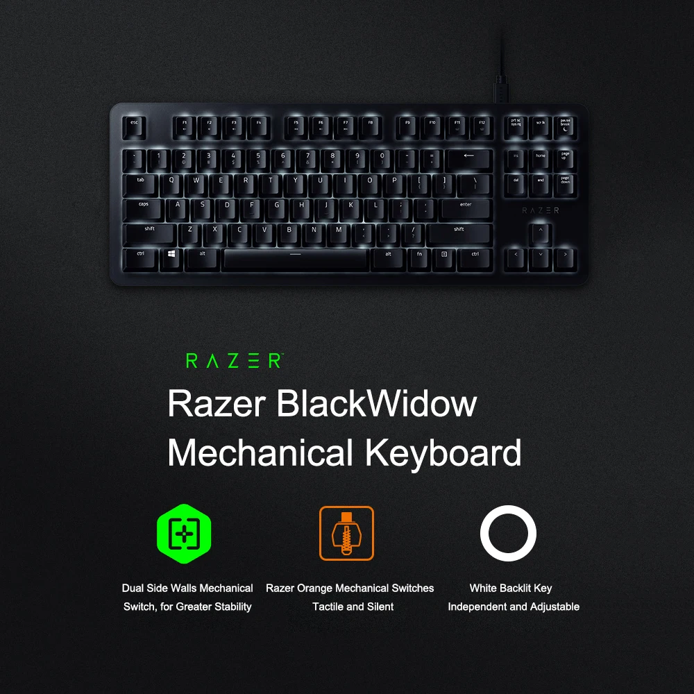 Клавиатура Razer blackвстроенная Механическая игровая Офисная Проводная клавиатура