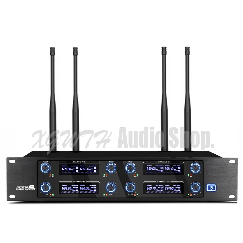 구매 Xgwth-UHF 8 채널 휴대용 무선 마이크 시스템, 가라오케 노래 파티 클럽 학교용 전문 무선 마이크