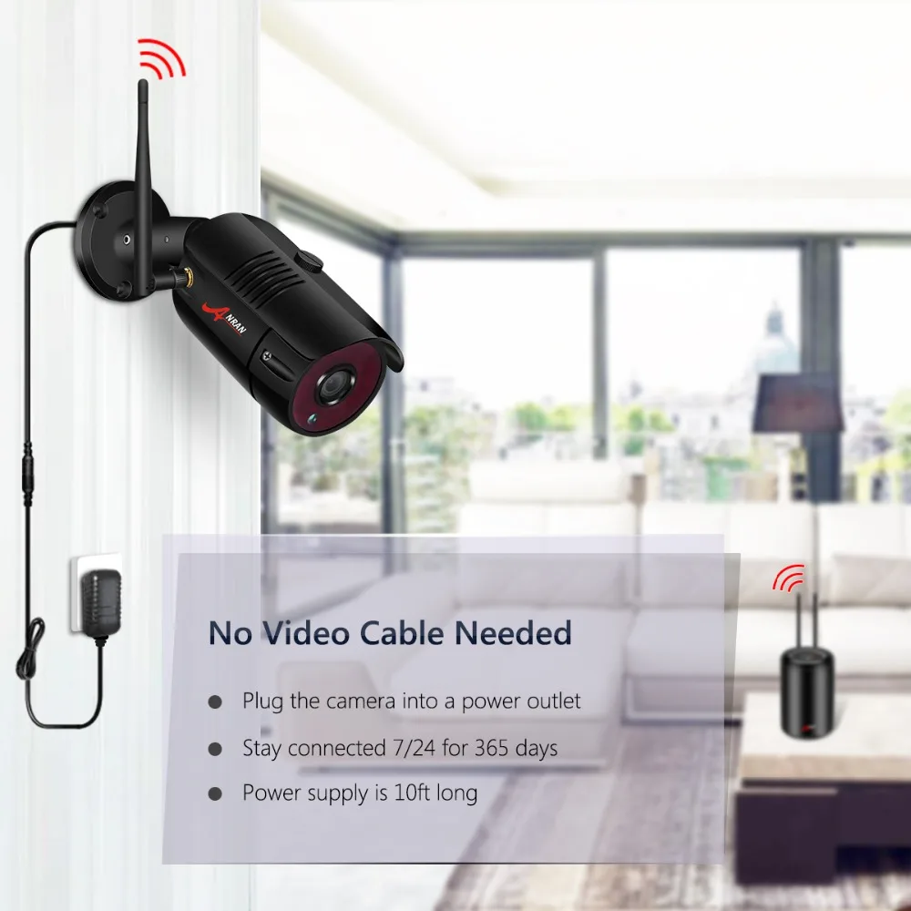 ANRAN 1080P HD 4CH водонепроницаемая IP камера ночного видения Wifi цилиндрическая NVR
