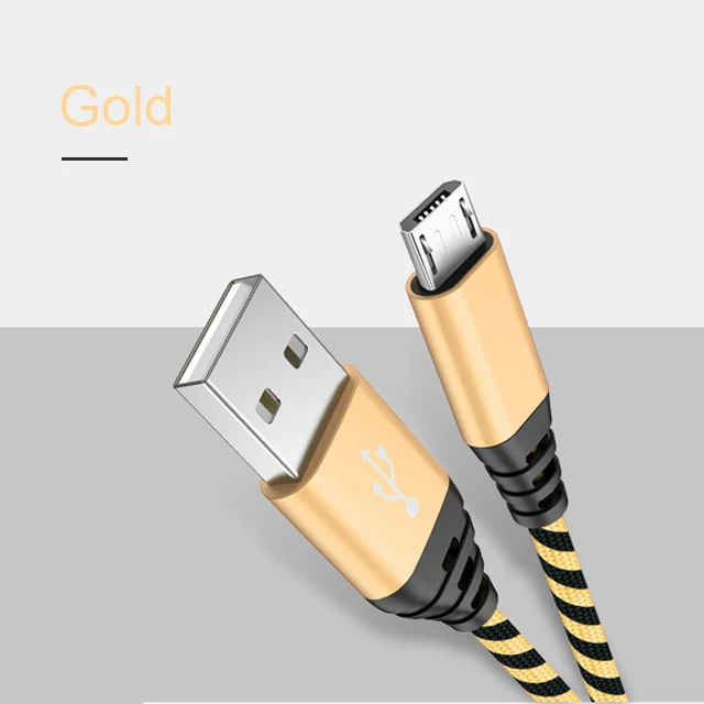 Gold 2 м кабель Micro USB для samsung S7 кабель быстрой зарядки для huawei Xiaomi Android зарядное устройство через Micro USB шнур - Цвет: Gold