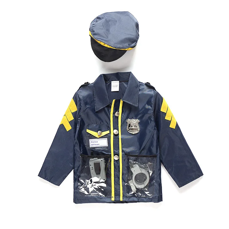 

Children's Halloween Gift Disfrace Boys Kid Cop Police Costume Kids Policeman Cosplay Birthday Party Uniform for Boy 100-125cm
