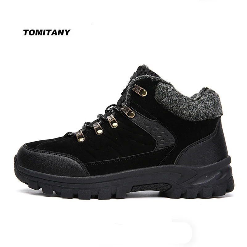 Плюшевые теплые зимние походные ботинки Мужская водонепроницаемая обувь для