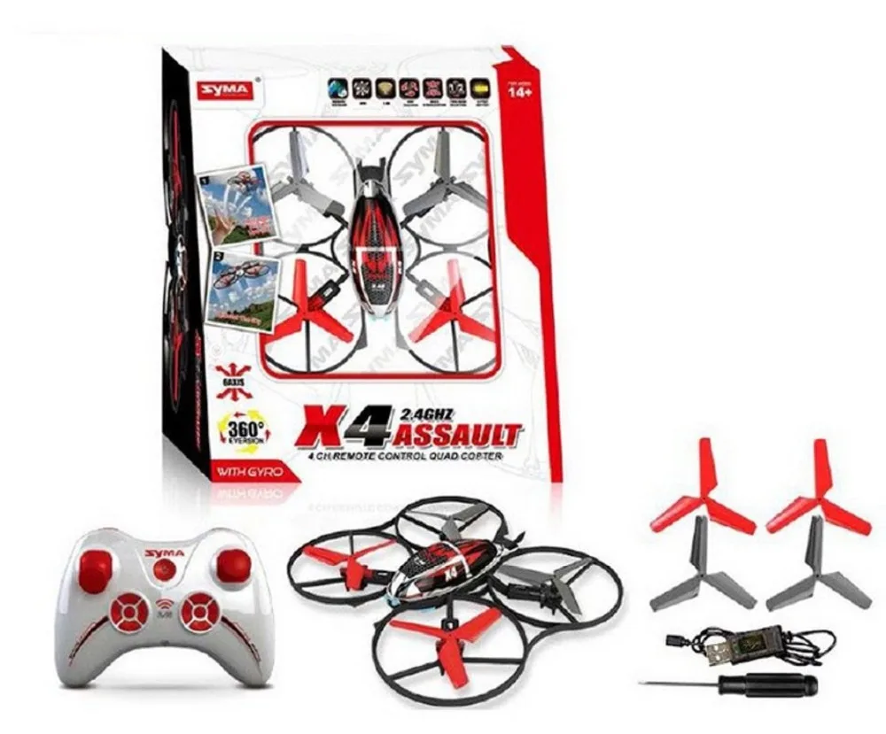 Оригинал Сыма X4 4ch 2.4 ГГц 6 оси гироскопа вертолет Quadcopter вспышки света мини