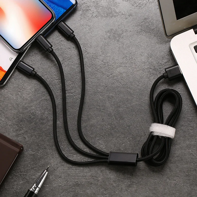 3 в 1 USB телефонный кабель для iPhone Type C Micro 3A провод быстрой зарядки Samsung Xiaomi