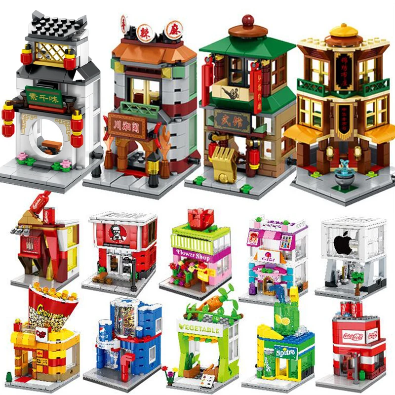 Совместимость с legoed Architecture candy pizza Китайский кунг фу чай KTV Сычуань Ресторан
