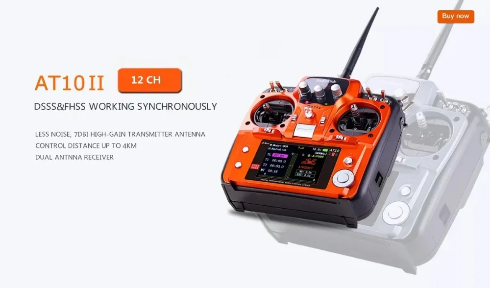 Стиль Радиолинк AT10II 12CH RC передатчик и приемник R12DS 2,4 GHz DSSS& FHSS радиопульт