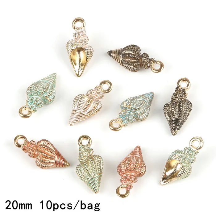 20mm 10pcs 26 стилей, Красочные Подвески из сплава, Морская звезда, раковина, раковина, сердце, треугольная Корона, бант, эмалированные подвески, сделай сам, ремесло, браслет, ожерелье, ювелирное изделие - Окраска металла: 20mm 10pcs