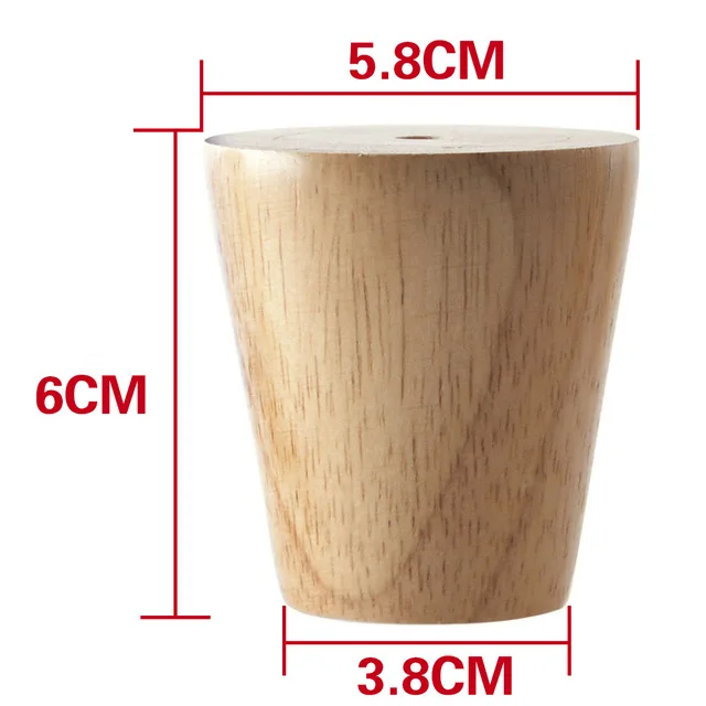 60mm 1 шт. Натуральные Твердые деревянные ножки для мебели в форме конуса деревянный шкаф ножка стола 6 см/8 см; 10 см; 12 см/15 см/18 см/20 см/25 см/30 см - Цвет: 60mm