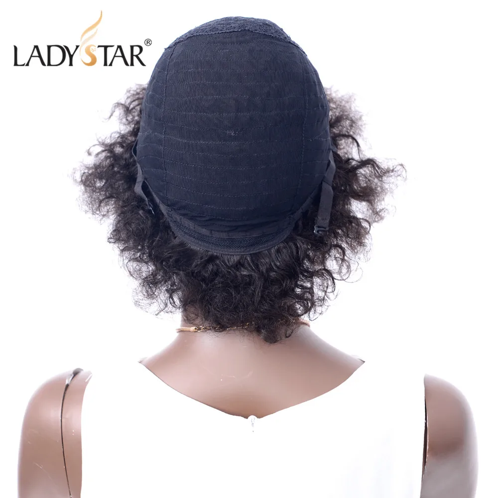 LADYSTAR афро кудрявый парик Remy человеческих волос парики для женщин Бразильский