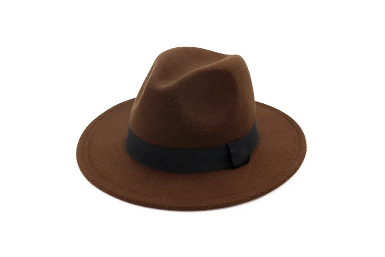 

[DINGDNSHOW] Brand Fedora Hat Ladies Wool Wide Brim Winter Cap Felt Hats Women Sombrero Hombre Elegant 2021