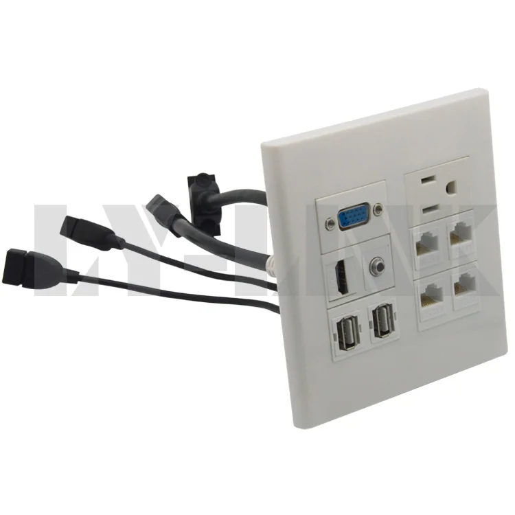 Лицевая панель 120X120 мм VGA HDMI 3 5 аудио USB RJ45 CAT5 и настенная питания переменного тока