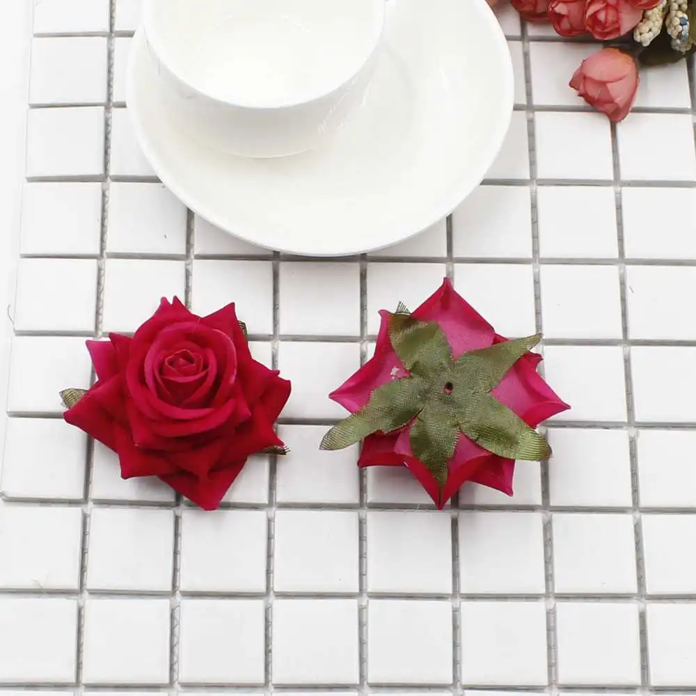 rose Red 5 шт. фланелевый большой цветок поддельный цветок голова аксессуары для дома украшения DIY свадебный скрапбук Рождественская елка Роза - Цвет: rose Red