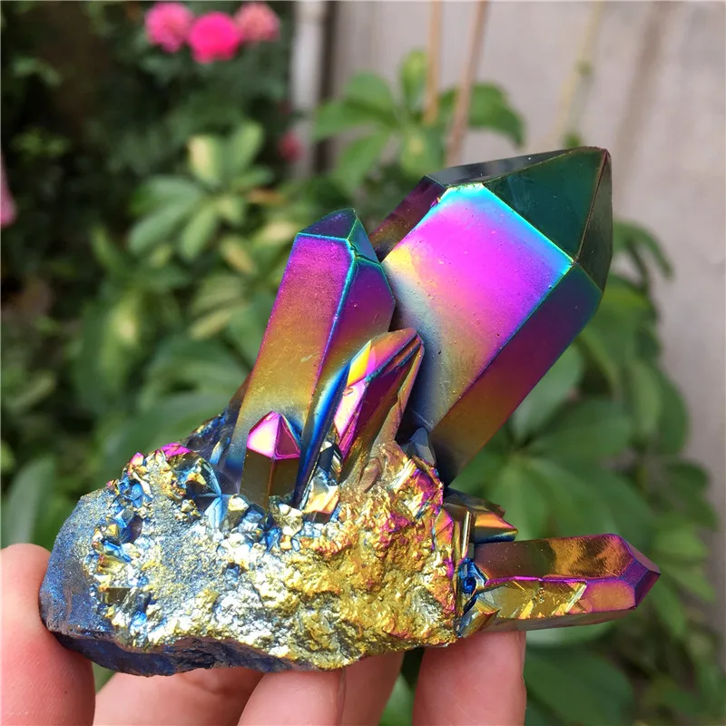 Аура Кристалл кластер Природный Кварц титановый кварц Потрясающие радужные
