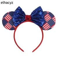 2022 funky festival hairband july 4th mouse ears headband women girls sparkling sequin bow headwear kids party hair accessories