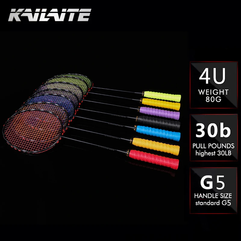 KAILITE 4U 82g G5 ультра светильник полностью углеродистая ракетка для бадминтона 20 30
