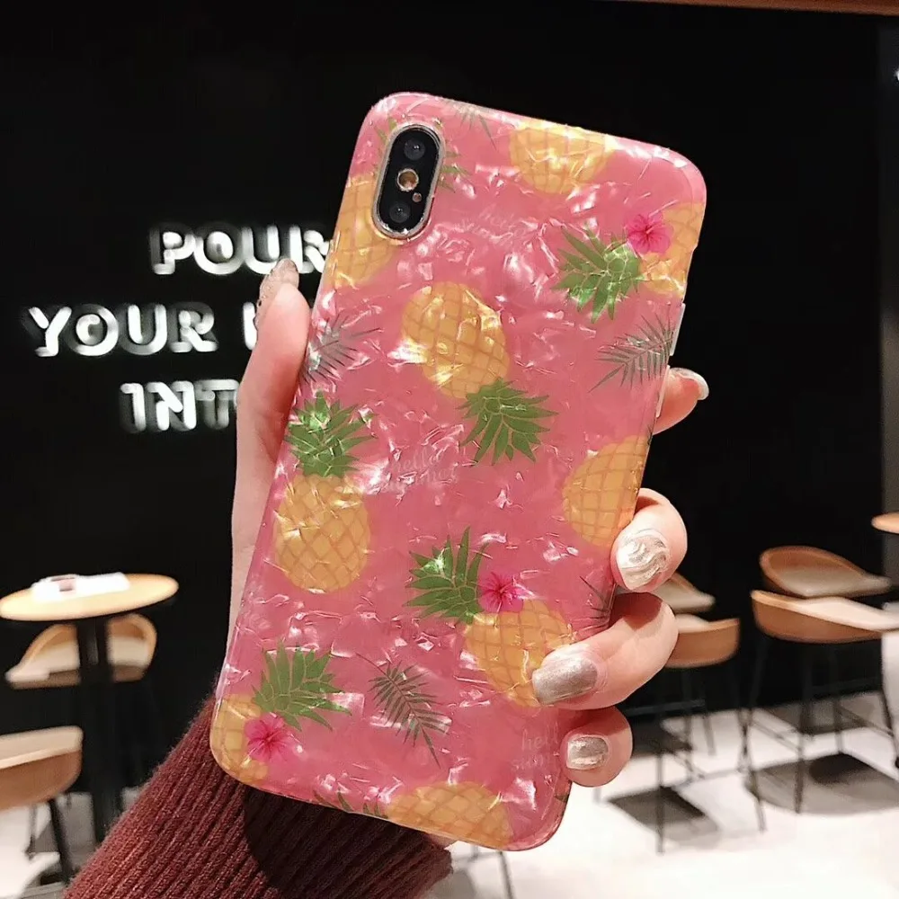 Ourpho IMD Shell мобильный чехол для iPhone X XR XS MAX Летний Фруктовый ананас 6 6s 7 8 plus