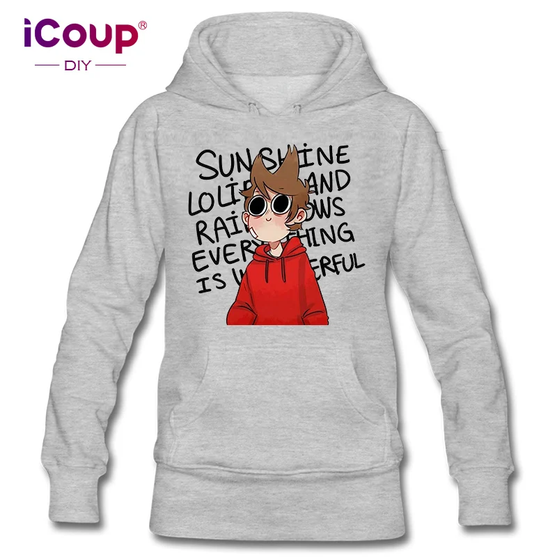 Серый ICoup Женская толстовка Eddsworld Tord хлопок - Цвет: Серый