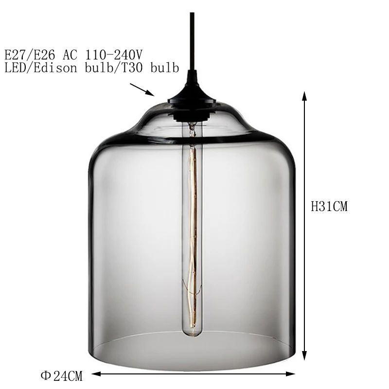 Арт деко подвесная разноцветная 2 Стильная стеклянная e27 e26 Подвесная лампа