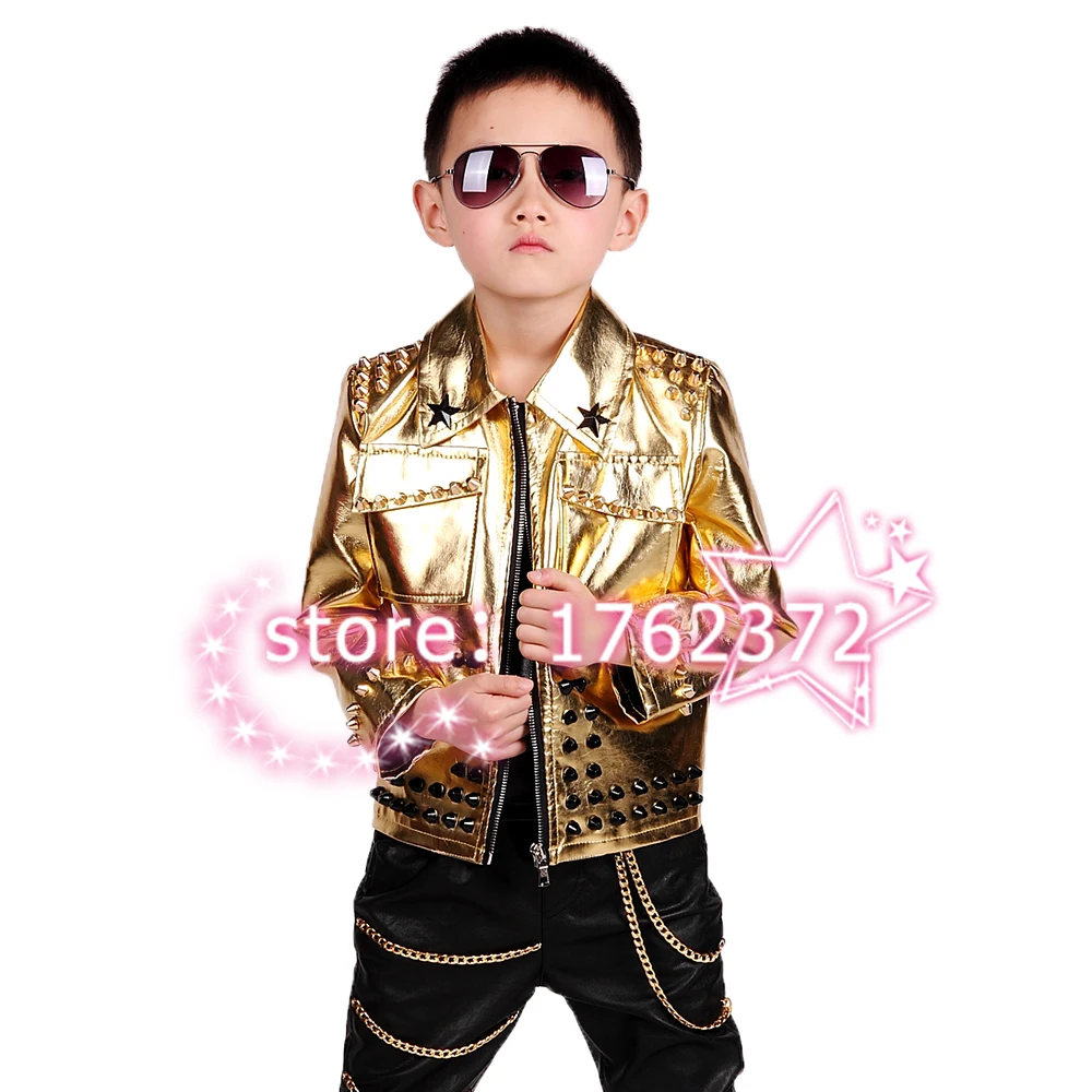 La MaxPa/модные детские кожаные блейзеры для мальчиков костюмы тонкая золотая