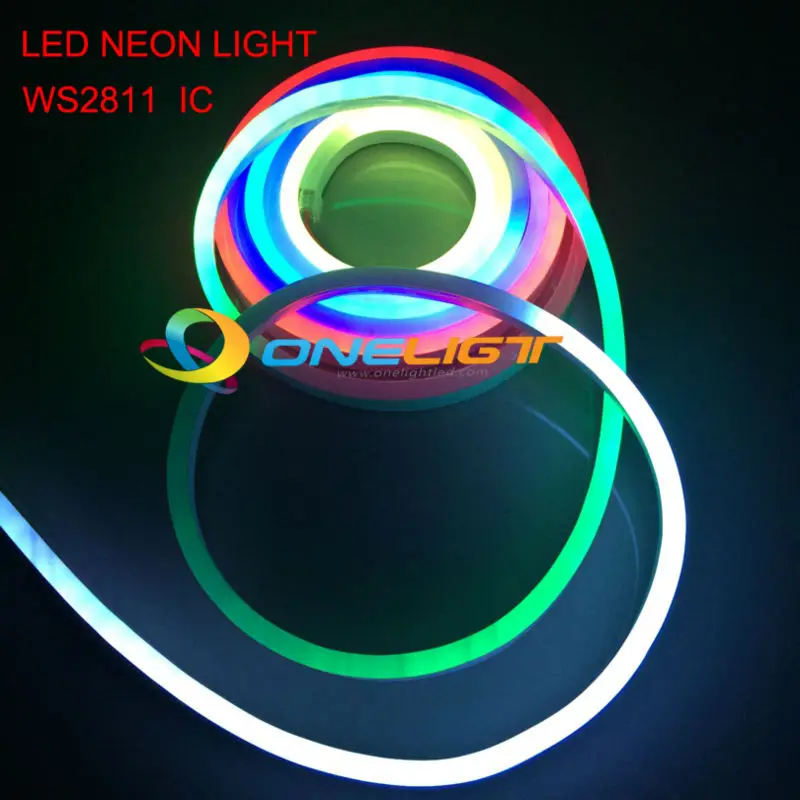 5 м RGB LED неоновый свет WS2811 гибкие светодиодные веревочные огни SMD 5050 с IC DMX512