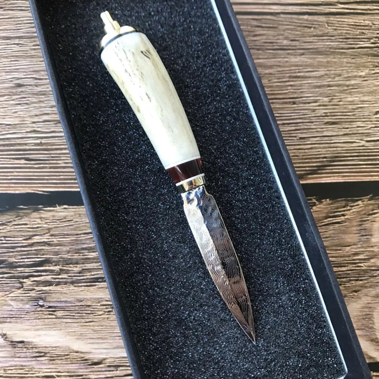 Dropship Damascus steel patterns Tea knife deer horn Antler handle tea needle white purely manual tools | Инструменты