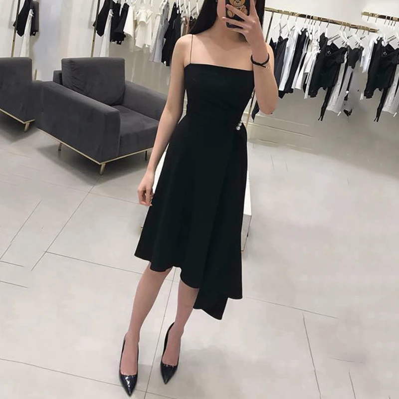 INDRESSME, женское платье средней длины, до середины икры, а-силуэт, сексуальное, на тонких бретелях, без рукавов, с бисером, Клубные вечерние платья с вырезом на спине