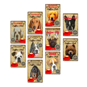 Жестяная металлическая табличка с изображением собаки, кофе, бара, 20 х30 см