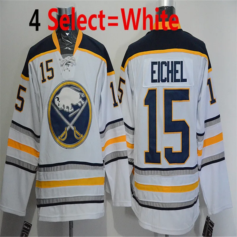 Горячая Мужская #15 Джек Eichel Золото Белый Черный Главная 100% Вышивка Высокого