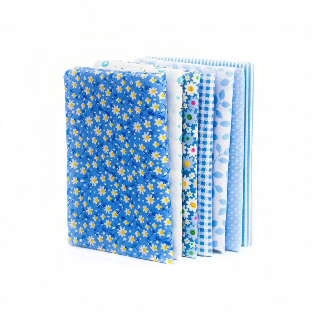 7PCs Blue 50x50cm 7 шт. 50X50 см хлопковая ткань квадраты комплект Лоскутное Предварительно-Лоскутные ткани квадраты для «сделай сам» ручной работы ткань сумка рукоделие записки - Цвет: 7PCs Blue 50x50cm
