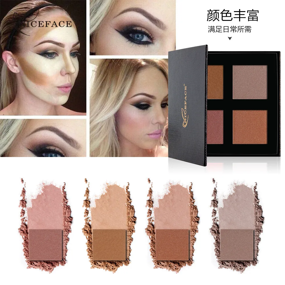 Niceface 4 Colors Concealer Cream Contour Palette Kit Makeup Bronzer Highlighter Powder Trimming Contouring Oil-control Cosmetic | Красота и