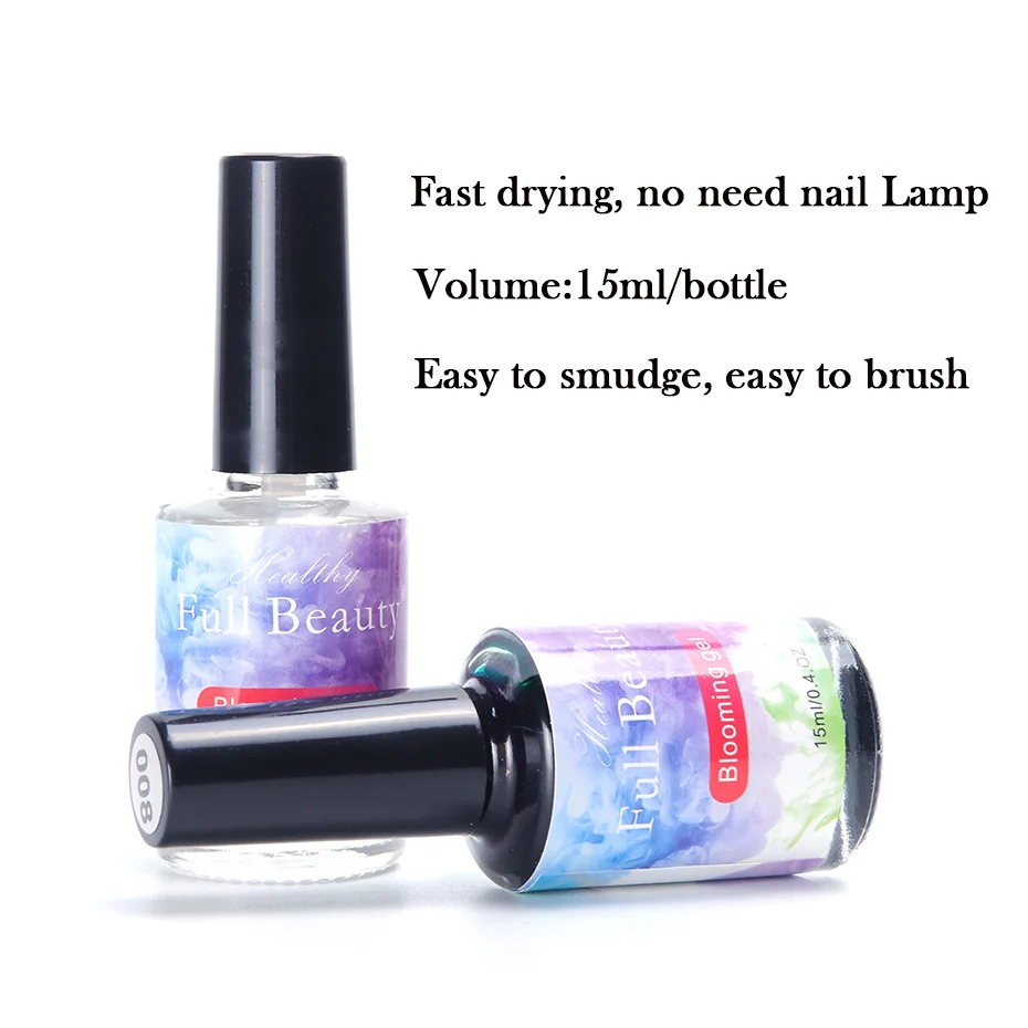 15ML Watercolor Ink Nail Polish Blooming Gel Smoke Effect Smudge Bubble Soak Off Art Varnish DIY Manicure Decoration JI955|Гель для