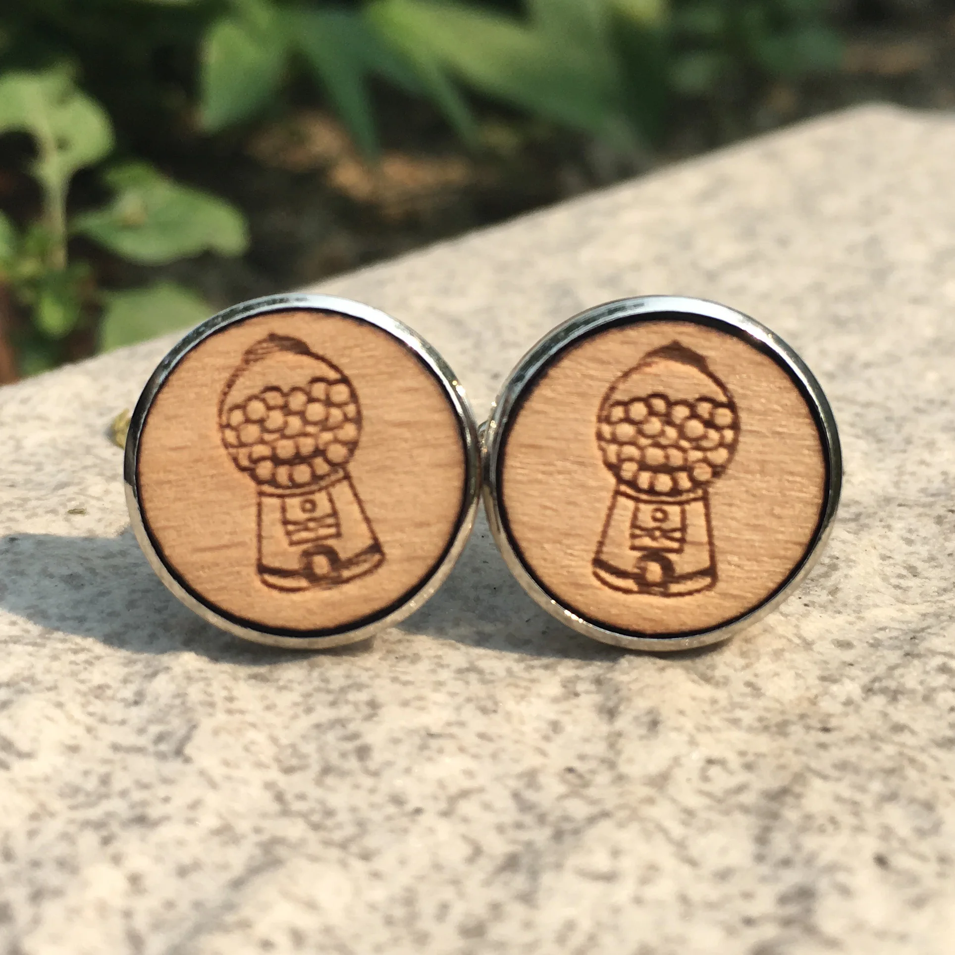 Ретро Gumball деревянные Запонки Подарок для папы отца невесты жениха деревенские