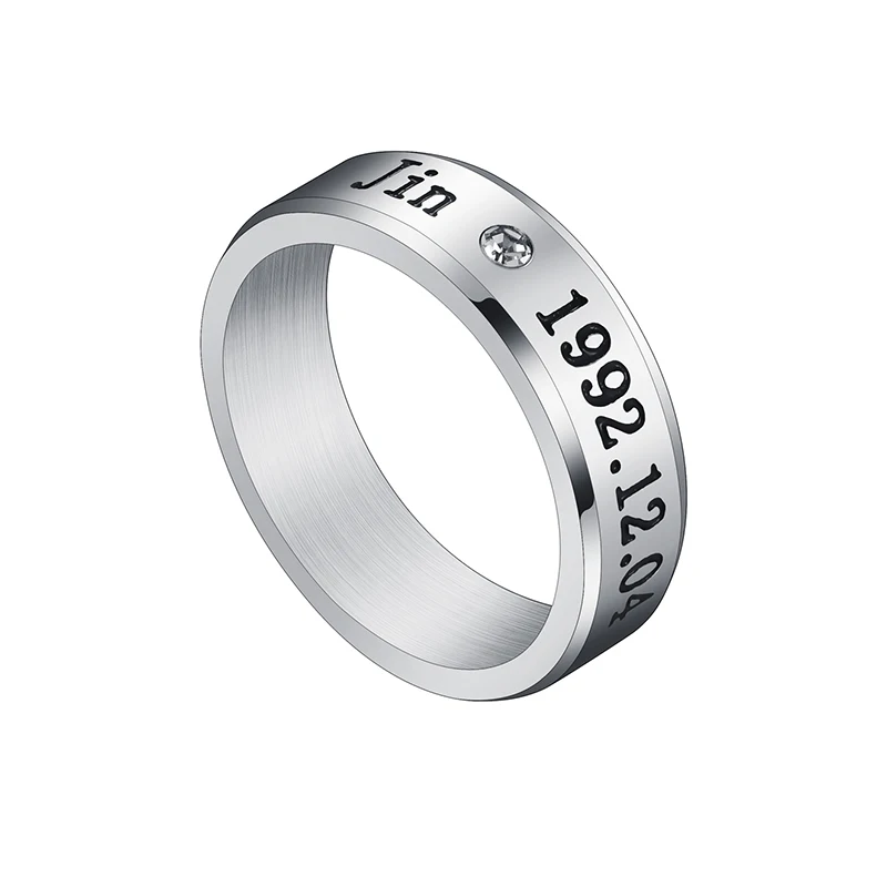 steel Jin Auxauxme Titanium Steel Rap Monster Zircon Rings Gold Wedding Promise Ring For Women Men Engagement Jewelry Gift - Цвет основного камня: steel Jin