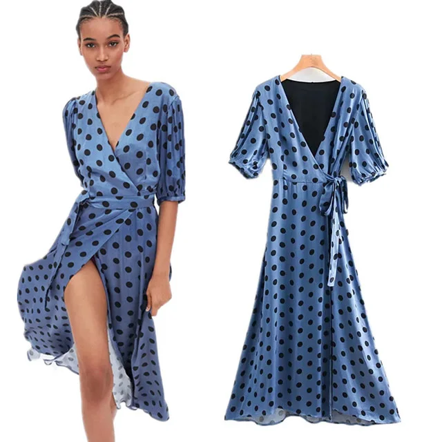 2019 зимнее платье Для женщин Vestidos английский Стиль ланон ТРАПЕЦИЕВИДНОЕ в горошек