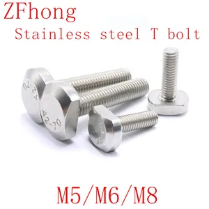 2-5 шт., болты M5 M6 M8 для Т-образных пазов GB37, Т-образные болты из нержавеющей стали, Т-образные болты, Т-образный винтовой желоб