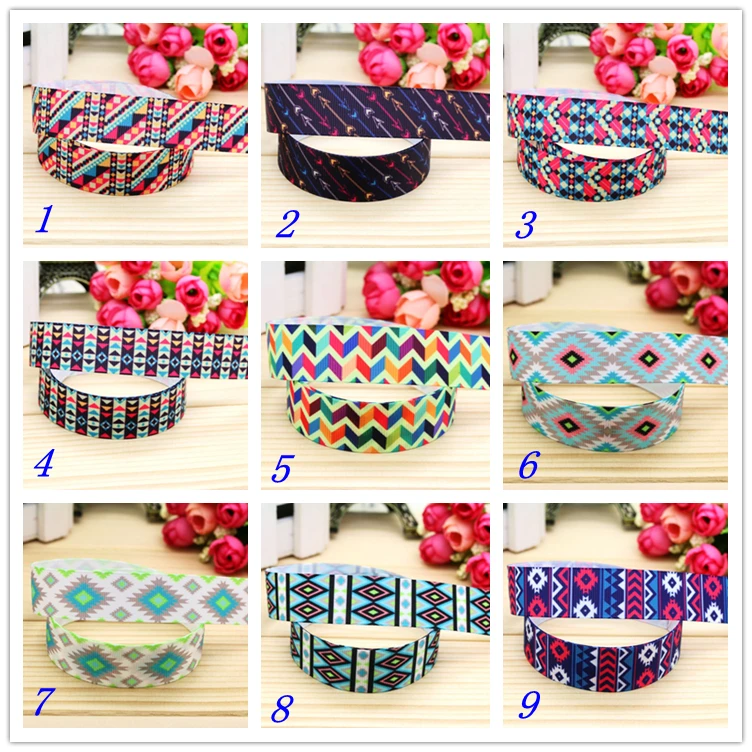

7/8'' Free Shipping Aztec Tribal Printed Grosgrain Ribbon Material Headwear Party Decoration Diy Sewing Craft 22mm S184